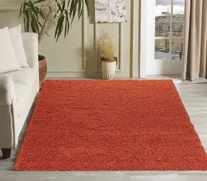 Modern Extra Large Small Soft 5cm Shaggy Non Slip Bedroom Living Room Carpet Runner Area Rug - Orange 160 x 230 cm