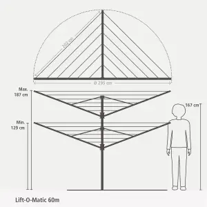 Brabantia Silver effect Rotary airer, 60m