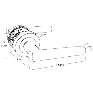 Door Handles T Bar Straight Lever on Rose Escutcheon & Lock & Hinges - Satin