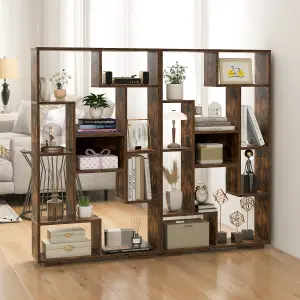 Costway 120cm Tall Bookshelf Modern Geometric Bookcase Book Storage Organizer