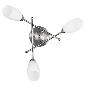 Contemporary 3 Arm Brushed Satin Chrome Ceiling Light Fitting