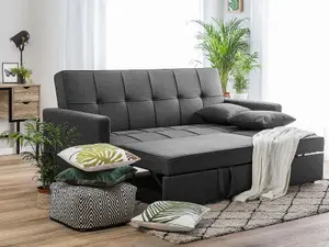 Solana Botton Tuffted 3 Seater Pull Out Sofa Bed Dark Grey