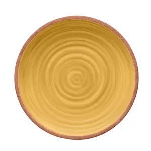 Purely Home Rustic Swirl Yellow Melamine Dinner Plates - Set of 8