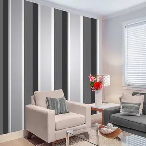 Stripe Wallpaper Bold Charcoal Grey Black White Silver Luxury Modern