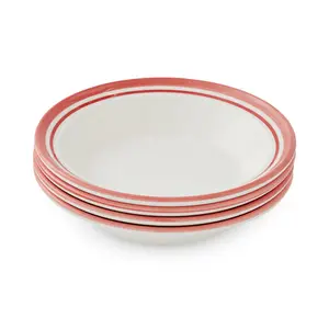 Potter's Stripe Set Of 4 Soup Plates (Set of 4) Red