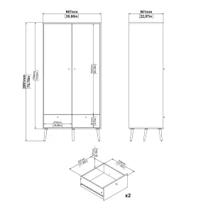 Cumbria Wardrobe with 2 Doors + 2 Drawers