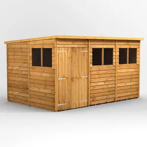 8.5 ft. W x 12.2 ft. D Solid Wood Overlap Pent Garden Shed