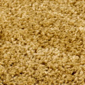 Modern Easy to Clean Gold Plain Shaggy Rug for Dining Rug-80cm X 150cm