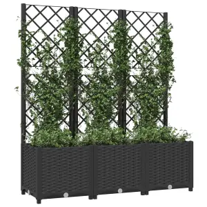 Berkfield Garden Planter with Trellis Black 120x40x136 cm PP