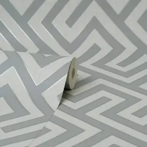 Larson Geometric Grey & Silver Wallpaper FD43071