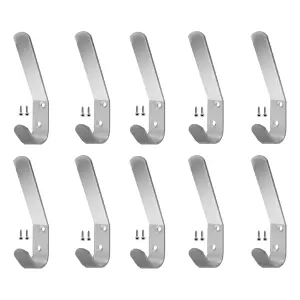 Aluminum Double Hat and Coat Hanger Hooks Coat Dress Robe & Bath Towel Hook for Bathroom Bedroom Kitchen Office with screws 10 pcs