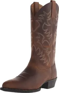 ANUFER Men's Stylish Embroidered Cowboy Boots Western Heel Pointed Toe Slip-On Mid Calf Boots