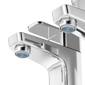 GoodHome Teesta Chrome effect New century Basin Pillar Tap