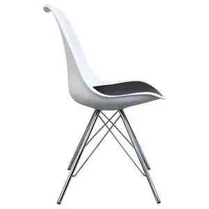 Soho White and Black Plastic Dining Chair with Chrome Metal Legs