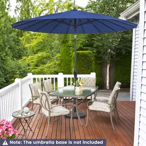 Costway 2.6 M Round Patio Sun Umbrella Outdoor Large Pulley Lift Market Umbrella