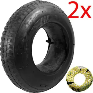 2 X Wheelbarrow Wheel Inner Tube And Barrow Tyre 4.00-8 Rubber Innertube 30psi