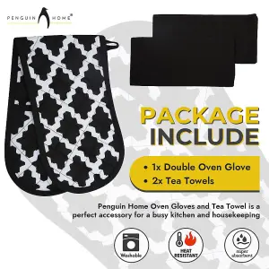 Penguin Home 3 Piece Oven Glove & Tea Towel Set