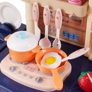 Play Kitchen Toddler Kitchen Toy Playset with Real Sounds & Lights