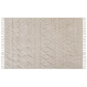 Cotton Area Rug 140 x 200 cm Beige DIDIM