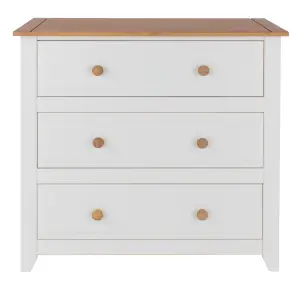 White 3 drawer chest of drawers, Capri furniture range