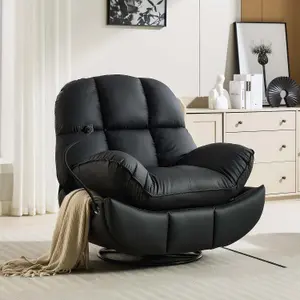 Chicago Faux Leather Swivel & Rocker Manual Recliner Chair Black