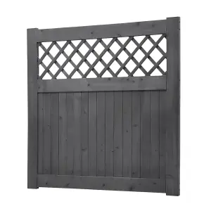 Grey Coated Rhombus Design Fence Gate with Latch, Durable Garden Gate 120cm x 120cm