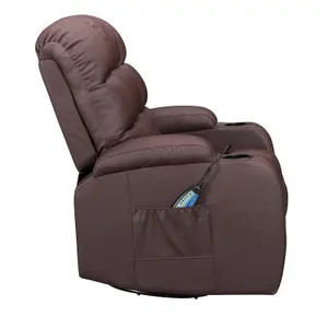 WestWood Leather Massage Recliner Chair Sofa Rocking Swivel Armchair Remote Control Brown