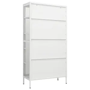 Berkfield Display Cabinet White 90x40x180 cm Steel and Tempered Glass