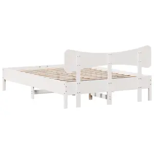 Berkfield Bed Frame without Mattress White 150x200 cm King Size Solid Wood Pine