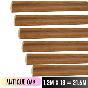 Antique Oak Laminate Beading Scotia Edge Trim - 1.2M x 18 Total 21.6 Meters