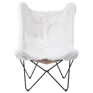 Beliani Retro Armchair NYBRO Faux Fur White