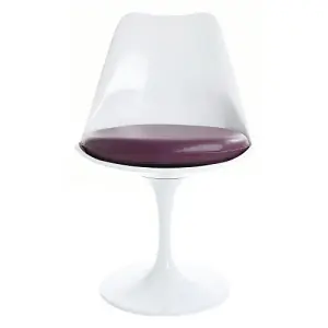 Tulip Set - Marble Medium Circular Table and Two Chairs with PU Cushion Purple