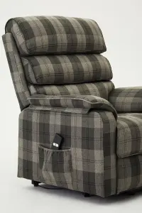 Blair Electric Recliner Lift And Tilt Riser Armchair, Grey Tartan