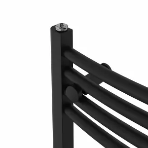 Rinse Bathrooms Electric Heated Towel Rail Curved Black Bathroom Towel Radiator 1000x500mm - 600W