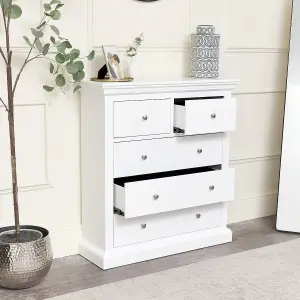 Melody Maison White 5 Drawer Chest of Drawers - Slimline Haxey White Range