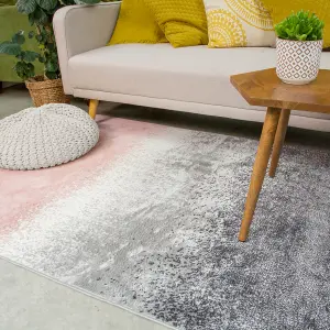 Blush Pink Grey Super Soft Distressed Gradient Area Rug 120x170cm