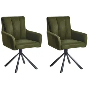 Set of 2 Dining Chairs SARDOAL Dark Green