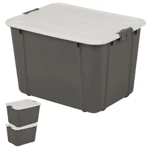 1 x 16 Litre Grey Organic Designed Strong Stackable Spacious Storage Container With Clip Lock Lid