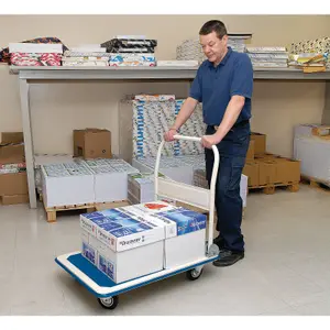 Draper  Platform Trolley with Folding Handle, 900 x 600 x 850mm, 300kg 04692