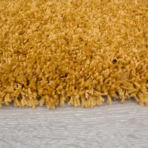 Soft Value Ochre Yellow Shaggy Area Rug 110x160cm