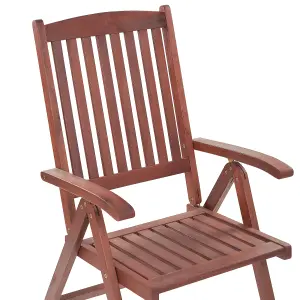 Set of 2 Garden Chairs with Cushions TOSCANA Acacia Wood Dark Red