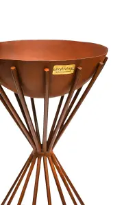 Outdoor Tall Metal Dakota Fire Pit in Rust H65Cm W38Cm