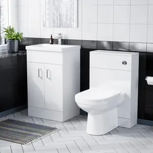 Nes Home Nanuya 500mm Vanity Basin, WC Unit & Elso Back to Wall Toilet Pan