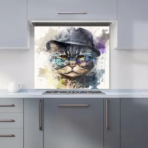 Selkirk Rex Cat Splashart Premium Glass Kitchen Splashback W600mm x H750mm