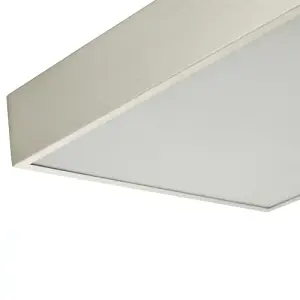 Modern 25w LED Flush Square Ceiling Light in Brushed Silver with Opal Diffuser