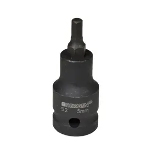 M5 x 55mm 1/2" Drive Short Impact Impacted Allen Hex Key Socket By Bergen