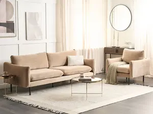 Velvet Living Room Set Beige VINTERBRO