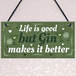 Red Ocean Gin Gifts For Women Hanging Kitchen Home Plaque Funnys Best Friend Birthday Christmas Gift