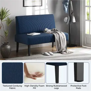 Yaheetech 2 Seater Small Sofa Armless Loveseat Sofa - Blue