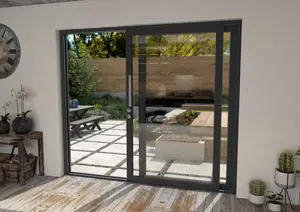 Green & Taylor Anthracite Grey Aluminium External Sliding Doors - RH Sliding / LH Fixed - 2090 x 2090mm (WxH)